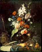 HEEM, Jan Davidsz. de Flower Still-life with Crucifix and Skull af Norge oil painting reproduction